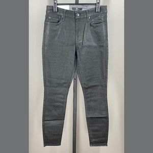 NEW 7 For All Mankind Jeans Womens 27 black skinny ankle croc alligator